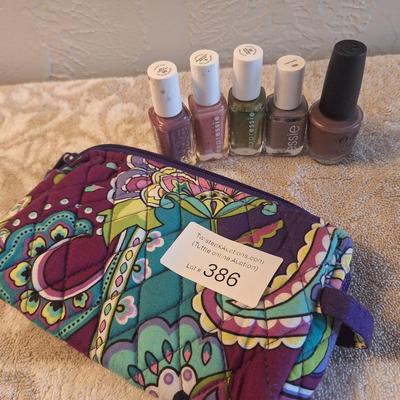 Vera Bradley small cosmetic bag in the "Heather" retired print and some nail polish