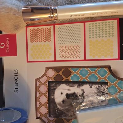stencils and paint brushes