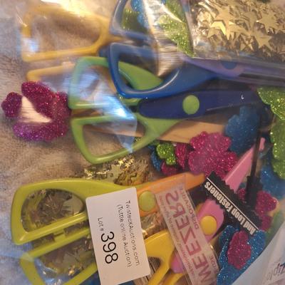 Assorted arts and crafts supplies,