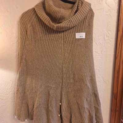 Lime light beige poncho or shawl no sleeves - openings at ends for hands