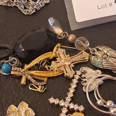 mixed lot of jewerly, some damaged or mismatched.  The two necklaces are all that is without some kind of damage.