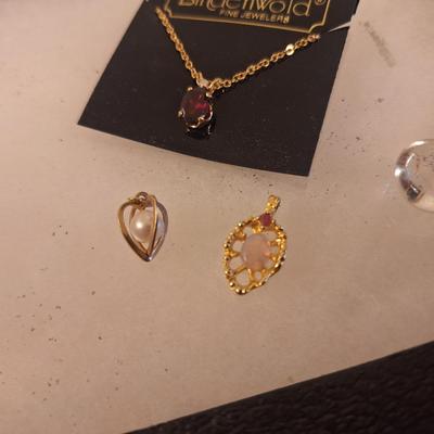 gold tone necklace with extra pendant and misc other item