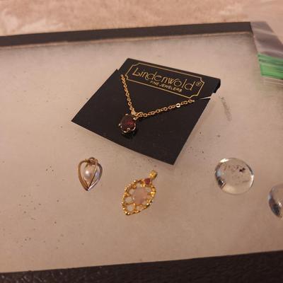 gold tone necklace with extra pendant and misc other item