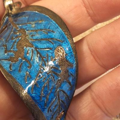 Blue Labradorite leaf in sterling silver hair clip -missing the stick part