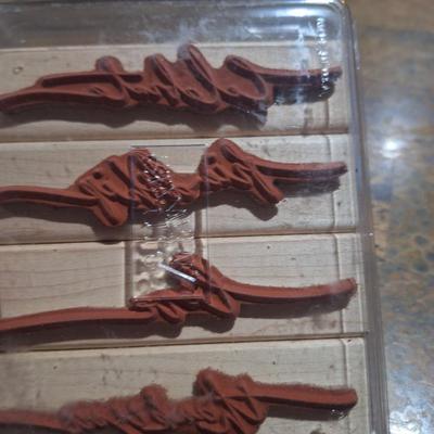  retired Stampin' Up! "Wonderful Words" set of four wood-mounted rubber stamps.