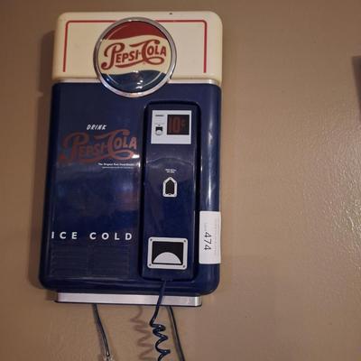 vintage Pepsi-Cola vending machine replica wall display phone.