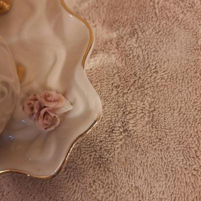  Cracker Barrel vintage ivory porcelain tea set featuring a delicate pink rose motif and 10K gold trim plating