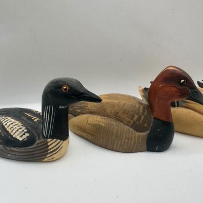 ANRI Italian Hand-Carved Wooden Wildlife Duck Figurines