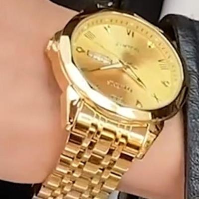 OLEVS Watch for Men Diamond Business Dress Analog Quartz Stainless Steel Waterproof Luminous Date Two Tone Luxury