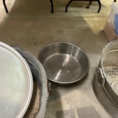 1106 Galvanized Coal Ash Fireplace Scuttle, Galvanized Tub, Stainless Steel Bowl