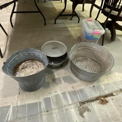 1106 Galvanized Coal Ash Fireplace Scuttle, Galvanized Tub, Stainless Steel Bowl