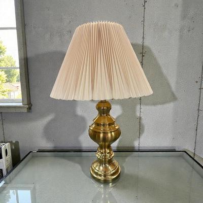 Pair Stiffel Style Brass Table Lamps with Pleated Shades