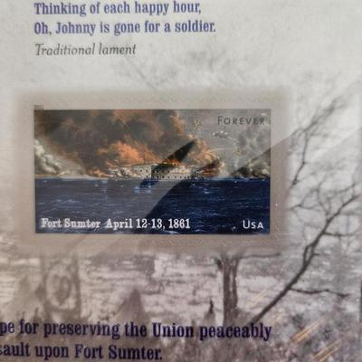 Sale Photo Thumbnail #155: This auction lot is for a Civil War 1861 Commemorative Stamp Plate.  These commemorative stamps were issued in 1994 to honor the years 1861 through 1864 of the Civil War. Each commemorative sheet has 2 stamps with 32 cents face value. These stamps and she