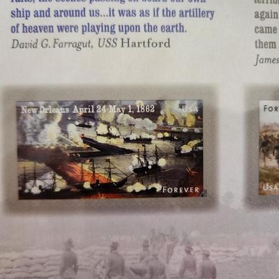 Sale Photo Thumbnail #157: This auction lot is for a Civil War 1862 Commemorative Stamp Plate.  These commemorative stamps were issued in 1994 to honor the years 1861 through 1864 of the Civil War. Each commemorative sheet has 2 stamps with 32 cents face value. These stamps and she