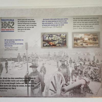 Sale Photo Thumbnail #156: This auction lot is for a Civil War 1862 Commemorative Stamp Plate.  These commemorative stamps were issued in 1994 to honor the years 1861 through 1864 of the Civil War. Each commemorative sheet has 2 stamps with 32 cents face value. These stamps and she