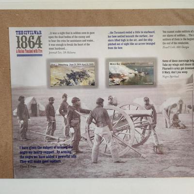 Sale Photo Thumbnail #158: This auction lot is for a Civil War 1864 Commemorative Stamp Plate.  These commemorative stamps were issued in 1994 to honor the years 1861 through 1864 of the Civil War. Each commemorative sheet has 2 stamps with 32 cents face value. These stamps and she