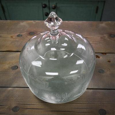 Leonard Silver Summerfield Etched Glass cake Stand with Dome