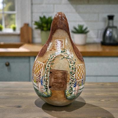 Hand Painted Folk Art Style Gourd
