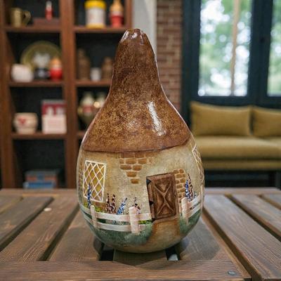 Hand Painted Folk Art Style Gourd