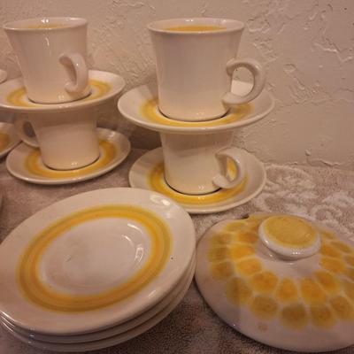 Franciscan Earthenware pottery in the "Hacienda Gold" pattern.