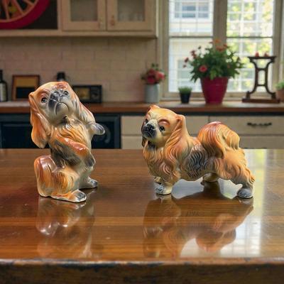 Vintage Ceramic Pekingese Dog Figurines