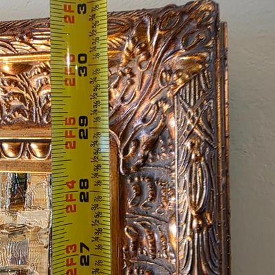 Luca DeAngelo Original Oil Painting – Large European Canal Cityscape in Ornate Gilt Frame