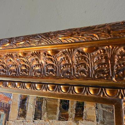 Luca DeAngelo Original Oil Painting – Large European Canal Cityscape in Ornate Gilt Frame