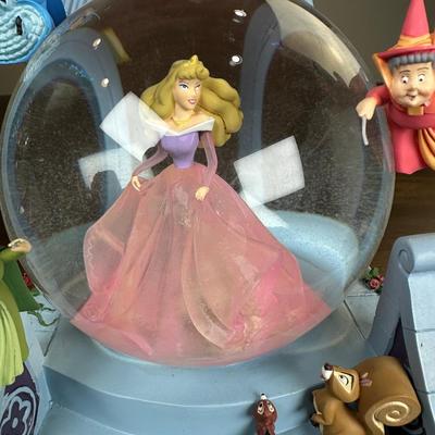 Rare Disney's Sleeping Beauty Aurora With Fairies Snow Globe Music Box Night