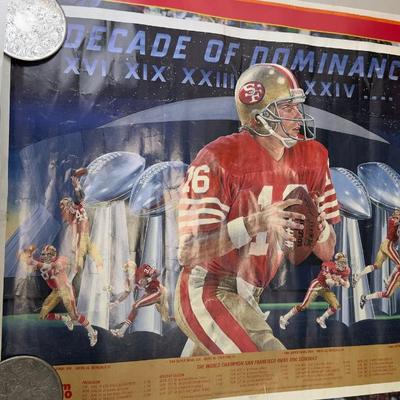 Large Lot Of Vintage Sports Posters  NBA, NFL & MLB Legends (Jordan, Bo Jackson, 49ers, Giants)