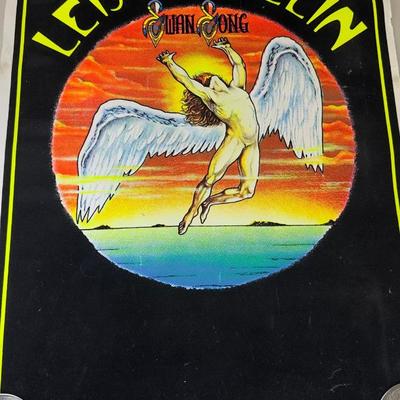 Vintage Led Zeppelin Swan Song Rock Poster  Classic 1970s Album Art Poster