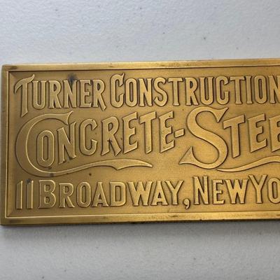 Collectable Tiffany & Co. Turner Construction Company Bronze Plaquette