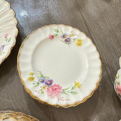 22K Pure Gold Vintage Floral Porcelain Dinnerware Set With Gold Trim Plates, Cups, Bowls & Serving 43 Pieces