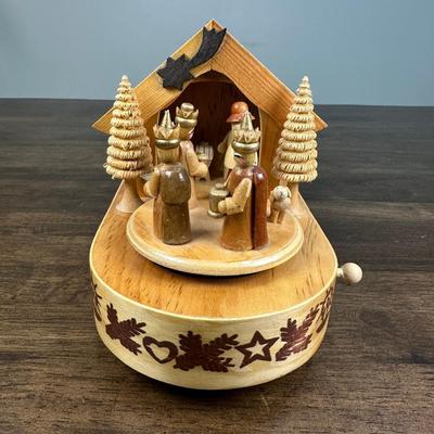 Switzerland Christmas Nativity Scene Music Box Wood Box