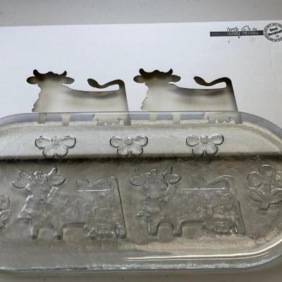 Glasi Hergiswil Willy Steinlin Cow Cheese Plate Switzerland OLMA 31001 12 Glass