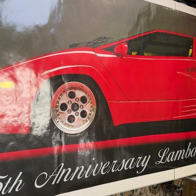 Vintage Exotic & Sports Car Posters Lot  Lamborghini Anniversary, Chevrolet Corvette & Chevron Techron
