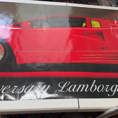 Vintage Exotic & Sports Car Posters Lot  Lamborghini Anniversary, Chevrolet Corvette & Chevron Techron