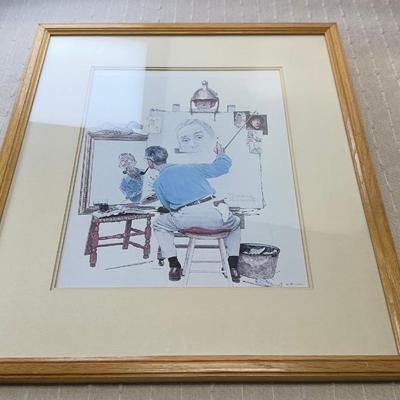  Norman Rockwell Triple Self-Portrait Lithograph Print With Certificate Of Authenticity 
