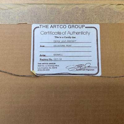  Norman Rockwell Triple Self-Portrait Lithograph Print With Certificate Of Authenticity 