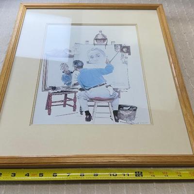 Norman Rockwell Triple Self-Portrait Lithograph Print With Certificate Of Authenticity 