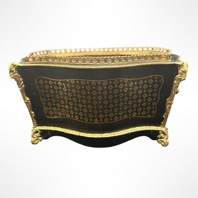 Vintage Black and Gilt Decorative Planter