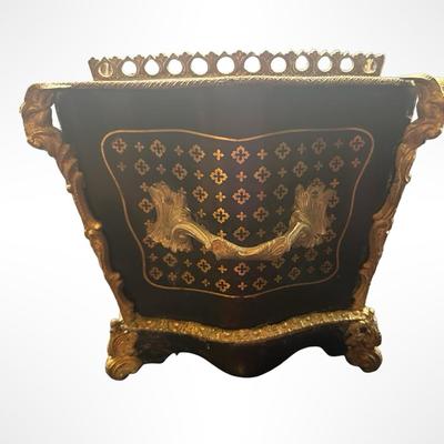 Vintage Black and Gilt Decorative Planter