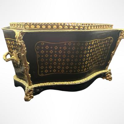 Vintage Black and Gilt Decorative Planter