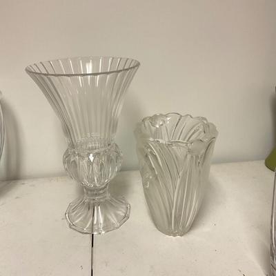 884 Lot of Two Large Crystal Vases