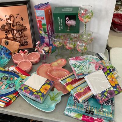 894 Large Pink Flamingo Wine Glasses, Party Decor, and more