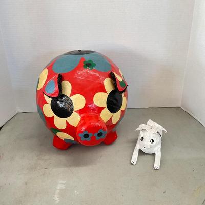 899 Vintage Pig Piggy Bank and Mama Girl Flying Pig