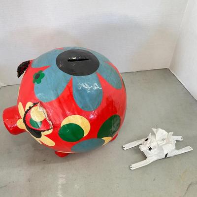 899 Vintage Pig Piggy Bank and Mama Girl Flying Pig