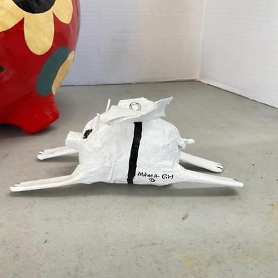 899 Vintage Pig Piggy Bank and Mama Girl Flying Pig