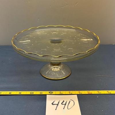 Jeanette Glass Co. Harp Pattern Pedestal Cake Plate