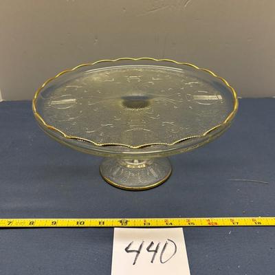 Jeanette Glass Co. Harp Pattern Pedestal Cake Plate
