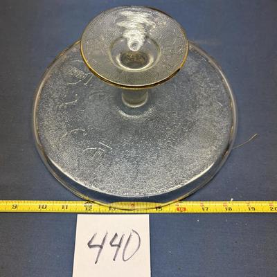 Jeanette Glass Co. Harp Pattern Pedestal Cake Plate